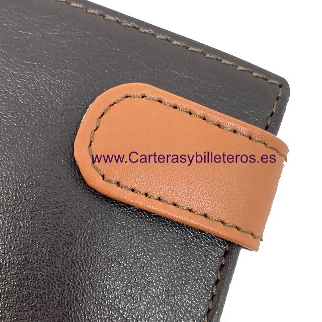 LEATHER AND WALLET WITH FLAG FOR 8 CARDS AND EXTERIOR CLOSURE HIGH QUALITY 