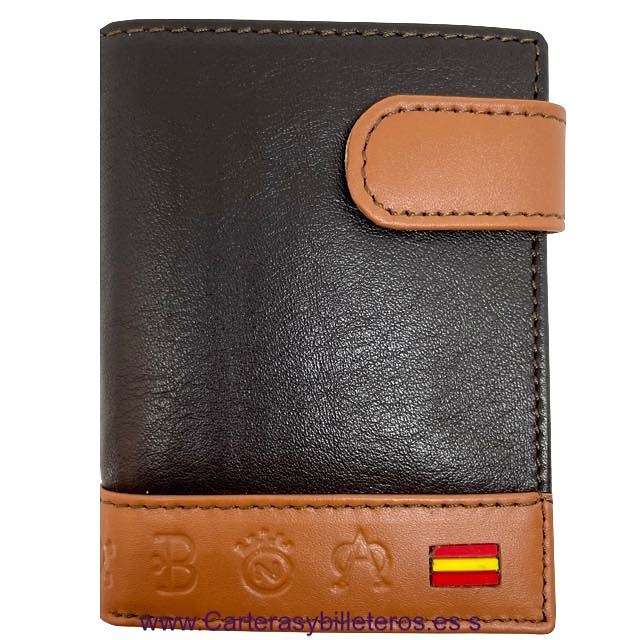 LEATHER AND WALLET WITH FLAG FOR 8 CARDS AND EXTERIOR CLOSURE HIGH QUALITY 