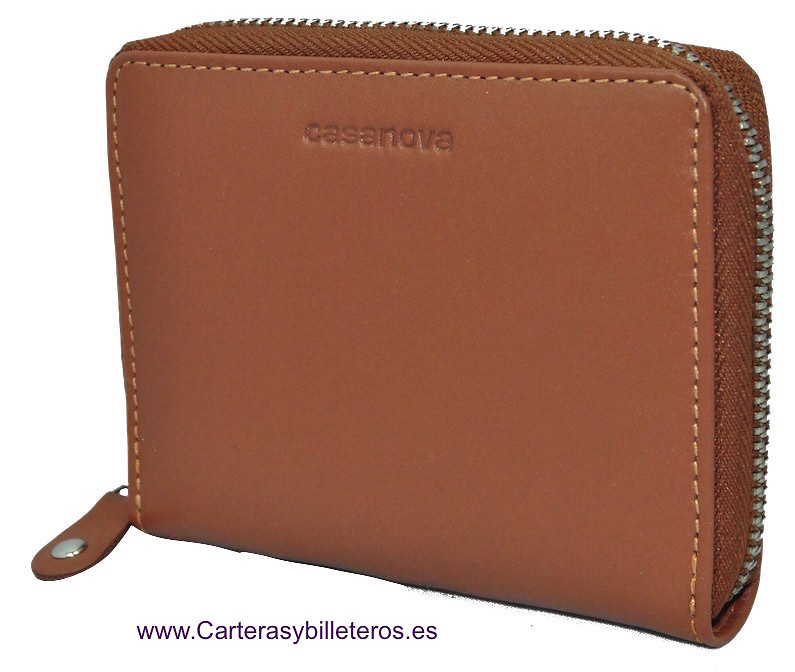 LEATHER CARD FOLDER LOCKING ZIPPER FOR 14 CREDIT CARDS 