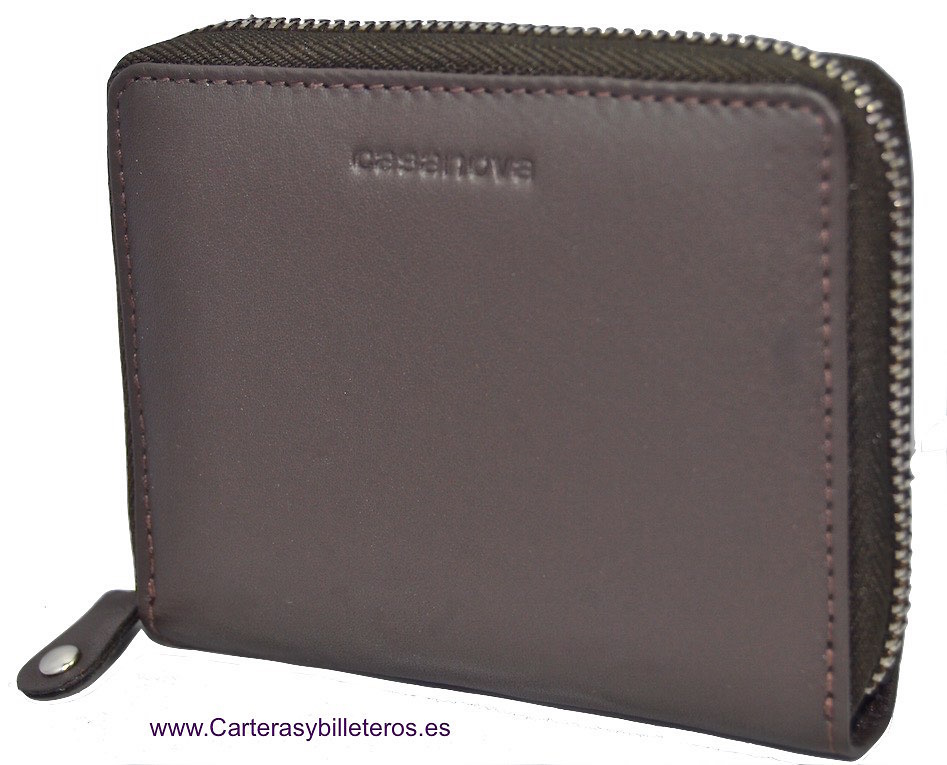 LEATHER CARD FOLDER LOCKING ZIPPER FOR 14 CREDIT CARDS 