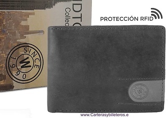 LEATHER CARD WALLET TWO TONE AND RFID 