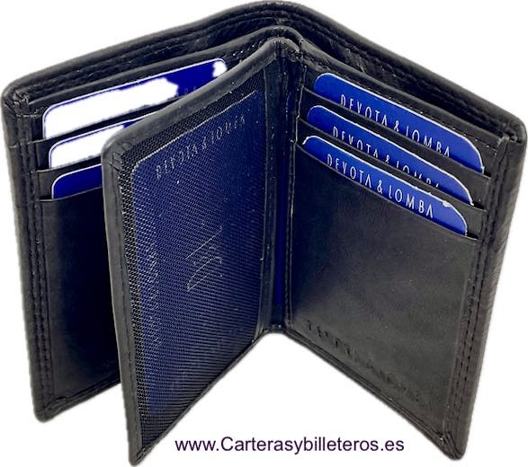 LEATHER CARD WALLET WALLET WITH EMBOSSED RIBBED DECORATION 