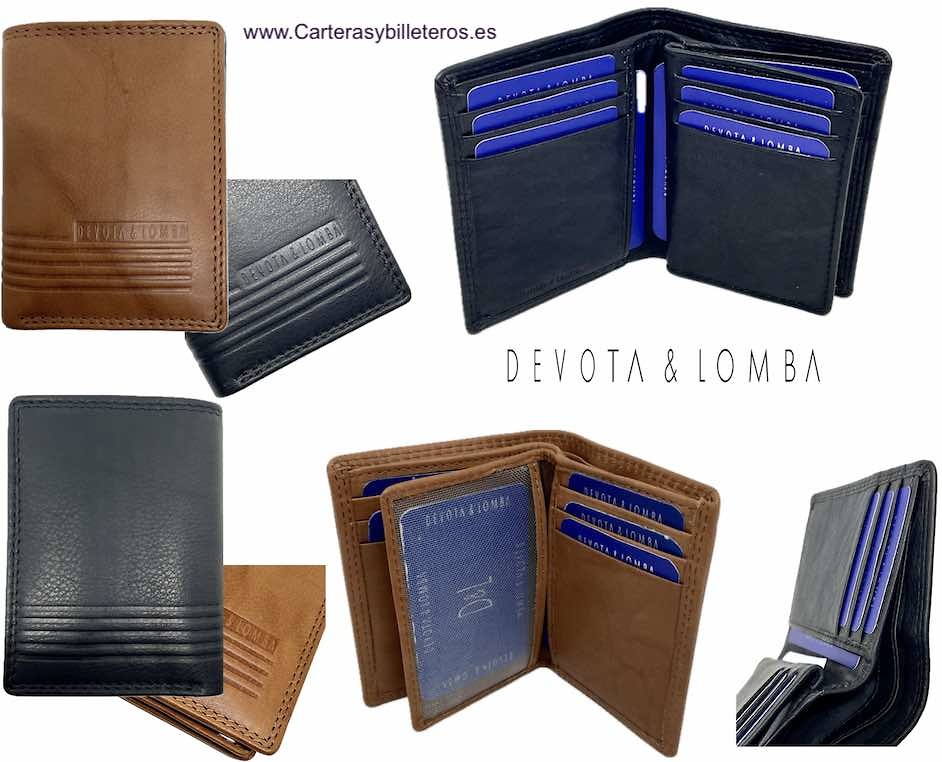 LEATHER CARD WALLET WALLET WITH EMBOSSED RIBBED DECORATION 