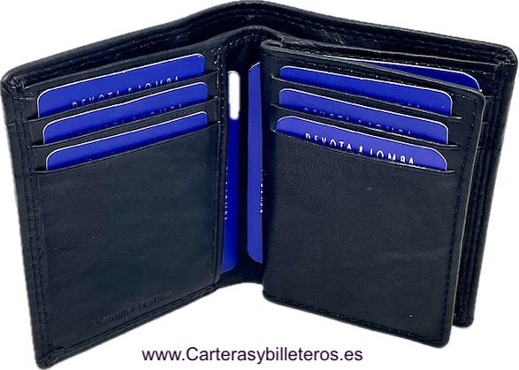 LEATHER CARD WALLET WALLET WITH EMBOSSED RIBBED DECORATION 