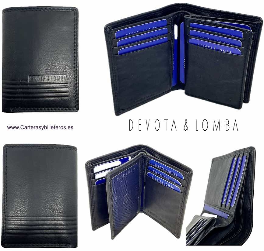 LEATHER CARD WALLET WALLET WITH EMBOSSED RIBBED DECORATION 