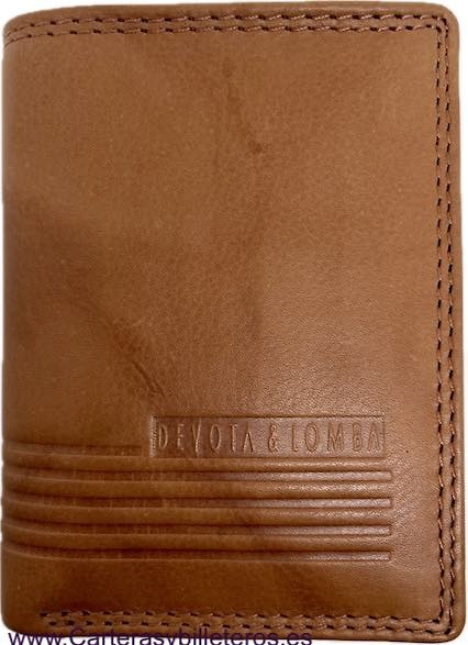 LEATHER CARD WALLET WALLET WITH EMBOSSED RIBBED DECORATION 