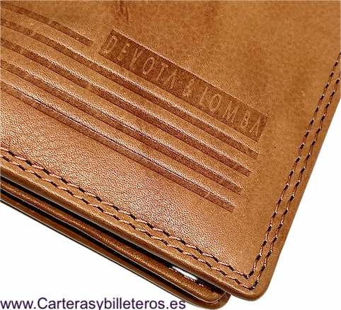 LEATHER CARD WALLET WALLET WITH EMBOSSED RIBBED DECORATION 