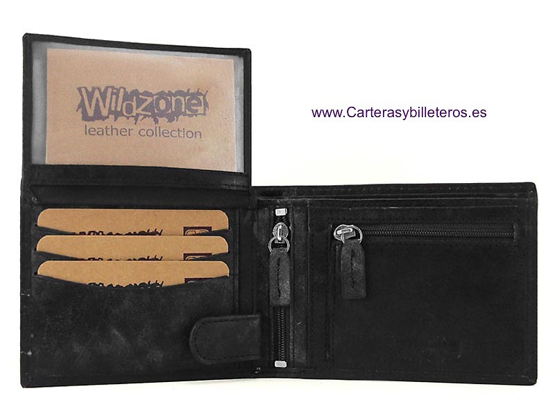 LEATHER MAN WALLET AND PURSE WITH A WEAR EFFECT 