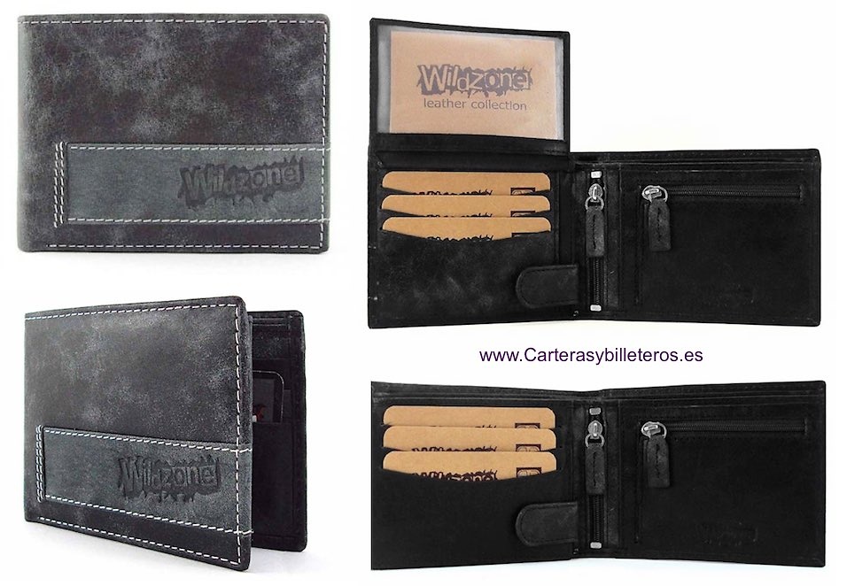 LEATHER MAN WALLET AND PURSE WITH A WEAR EFFECT 