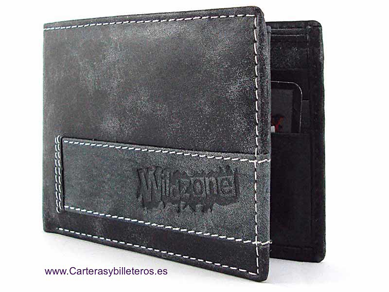 LEATHER MAN WALLET AND PURSE WITH A WEAR EFFECT 