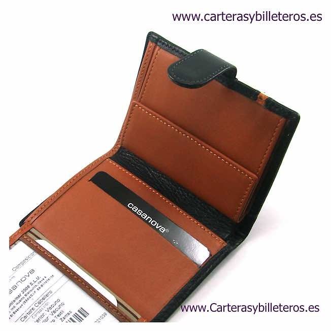 LEATHER MEN'S WALLET WITH PURSE AND EXTERIOR CLOSURE 