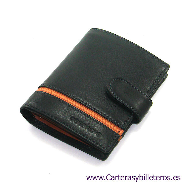 LEATHER MEN'S WALLET WITH PURSE AND EXTERIOR CLOSURE 