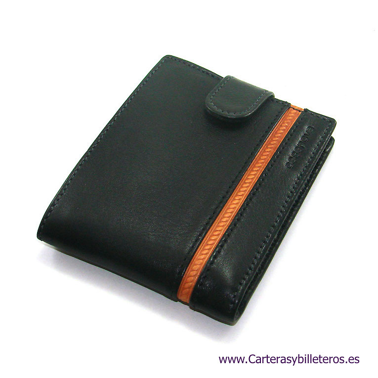 LEATHER MEN'S WALLET WITH PURSE AND EXTERIOR CLOSURE 