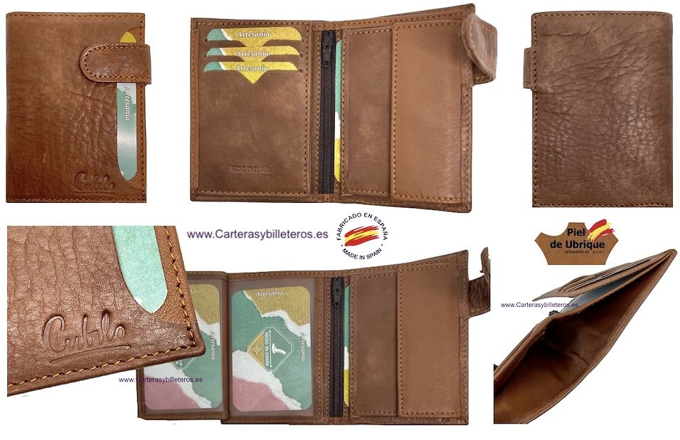 LEATHER PURSE WALLET WITH CLOSURE AND QUICK ACCESS OUTSIDE POCKET 