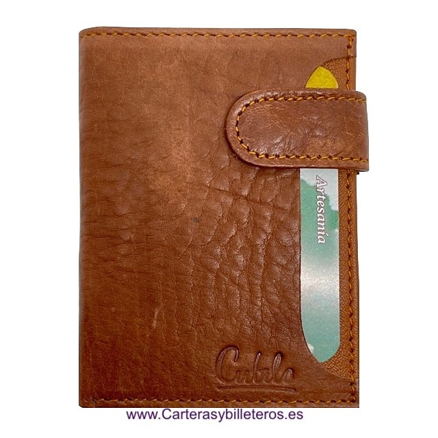 LEATHER PURSE WALLET WITH CLOSURE AND QUICK ACCESS OUTSIDE POCKET 