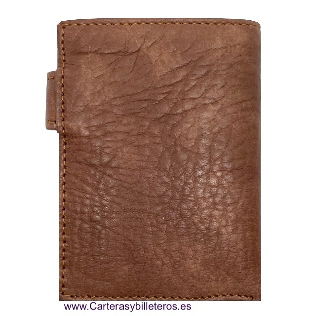 LEATHER PURSE WALLET WITH CLOSURE AND QUICK ACCESS OUTSIDE POCKET 