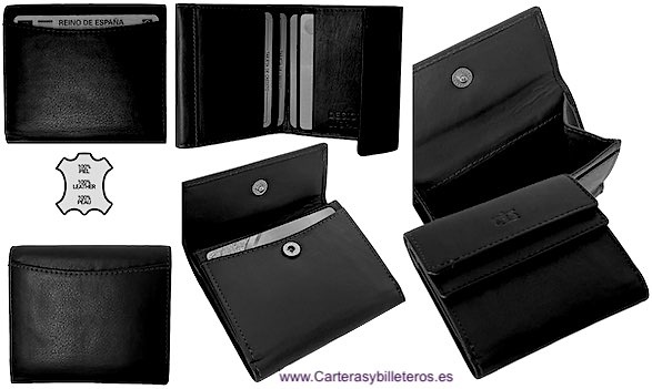 LEATHER PURSE WALLET WITH FOLDED WALLET AND OUTER COIN PURSE 