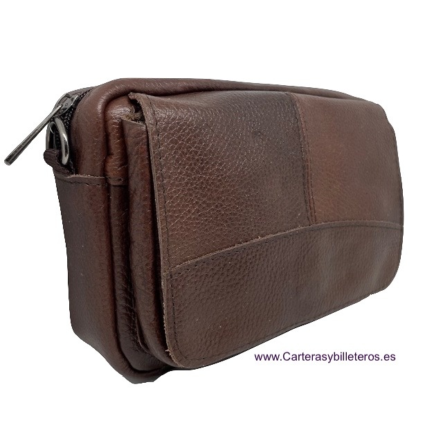 LEATHER SHOULDER AND WAIST CROSSBODY BAG 