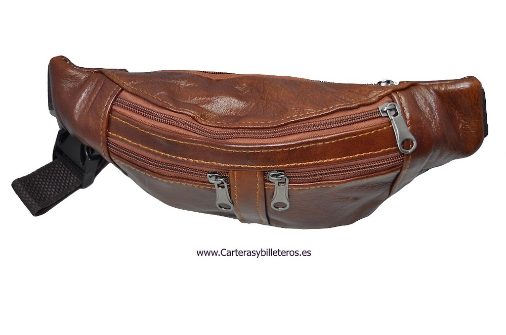 LEATHER WAIST BAG WITH FOUR POCKETS 