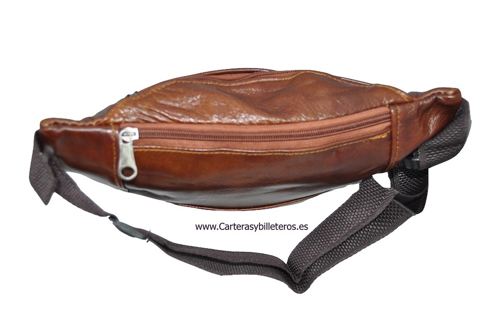 LEATHER WAIST BAG WITH FOUR POCKETS 