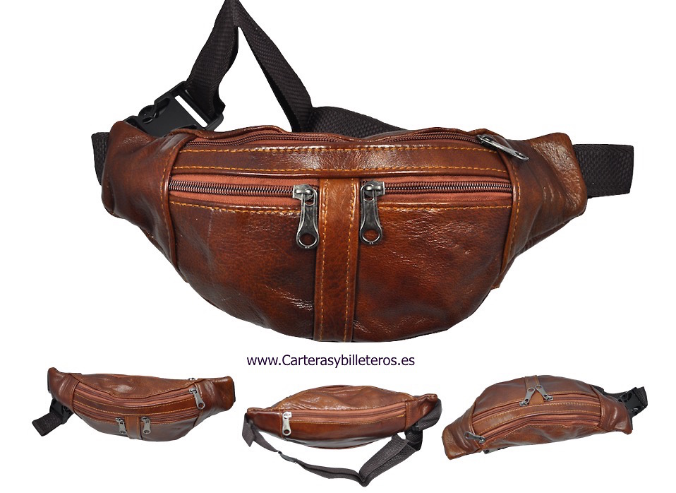 LEATHER WAIST BAG WITH FOUR POCKETS 