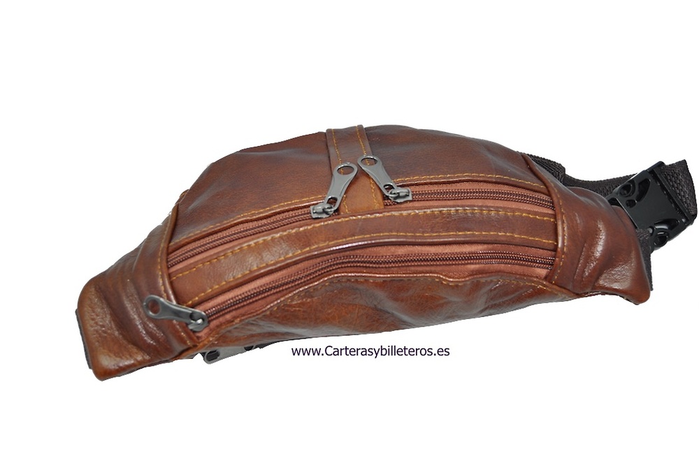 LEATHER WAIST BAG WITH FOUR POCKETS 