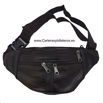 LEATHER WAIST BAG WITH FOUR POCKETS 