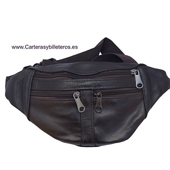 LEATHER WAIST BAG WITH FOUR POCKETS 