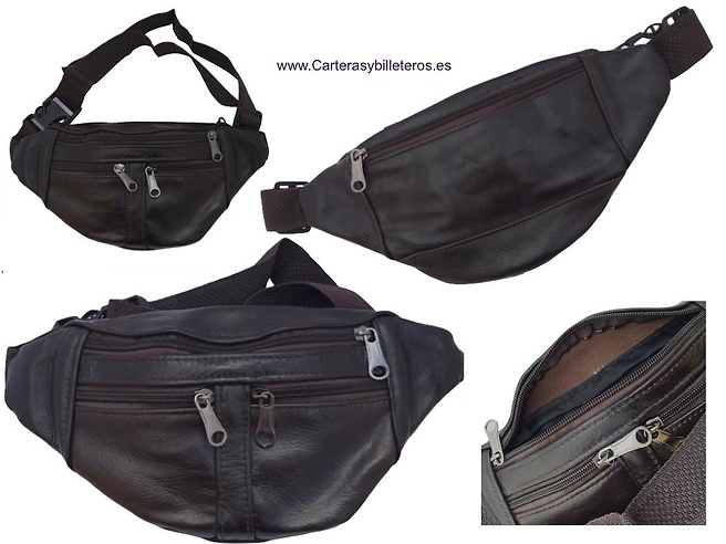 LEATHER WAIST BAG WITH FOUR POCKETS 