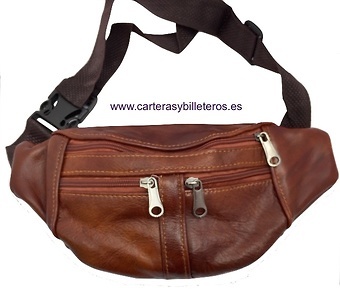 LEATHER WAIST BAG WITH FOUR POCKETS 