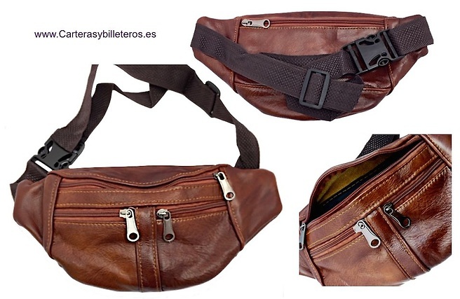 LEATHER WAIST BAG WITH FOUR POCKETS 