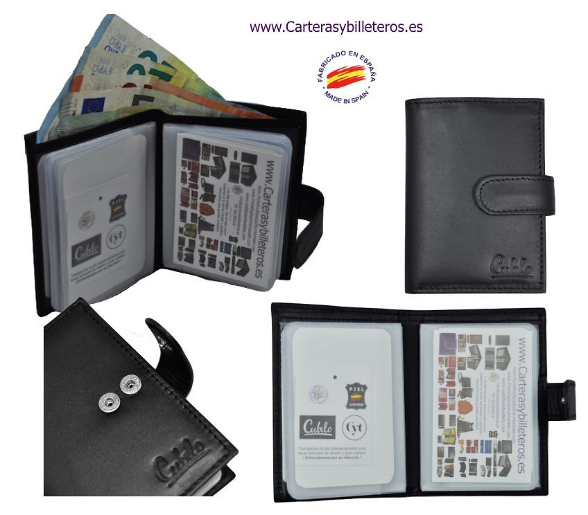 LEATHER WALLET CARD HOLDER 26 CARDS CUBILO BRAND 