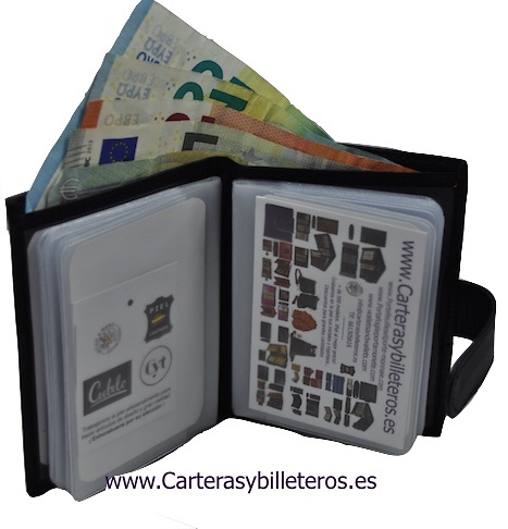 LEATHER WALLET CARD HOLDER 26 CARDS CUBILO BRAND 