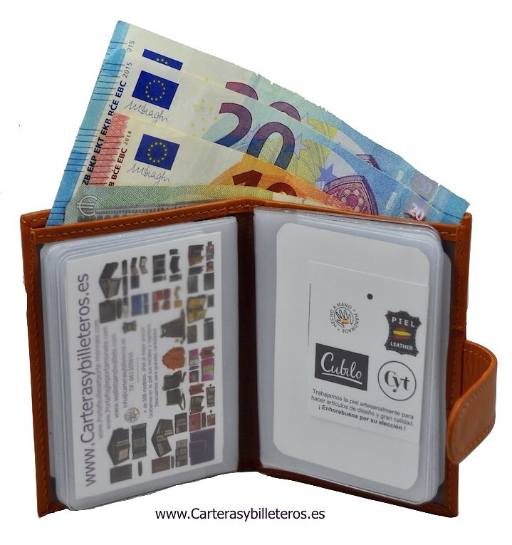 LEATHER WALLET CARD HOLDER 26 CARDS CUBILO BRAND 