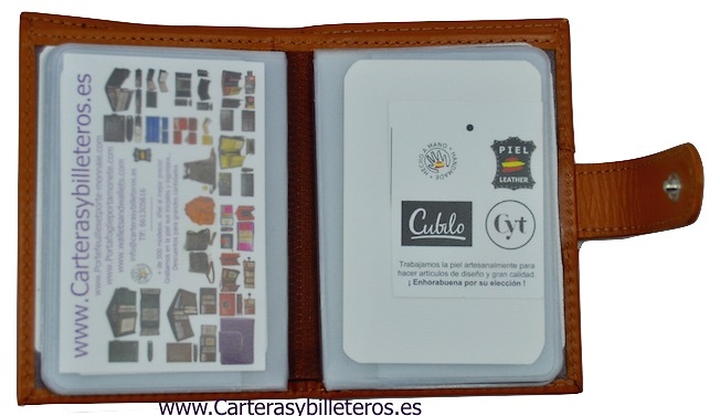 LEATHER WALLET CARD HOLDER 26 CARDS CUBILO BRAND 