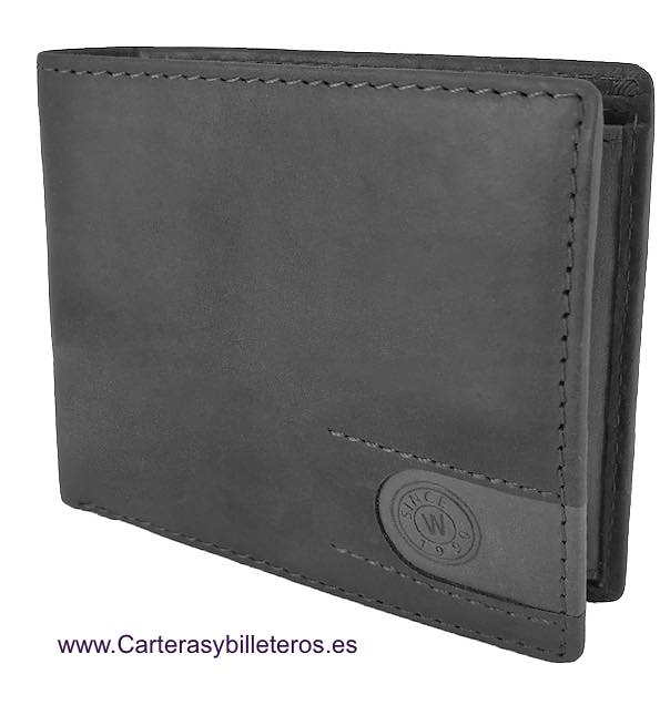 LEATHER WALLET CARD TWO TONE WITH HORIZONTAL PURSE AND RFID Security system 