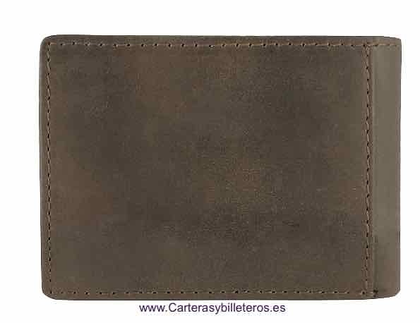 LEATHER WALLET CARD TWO TONE WITH HORIZONTAL PURSE AND RFID Security system 