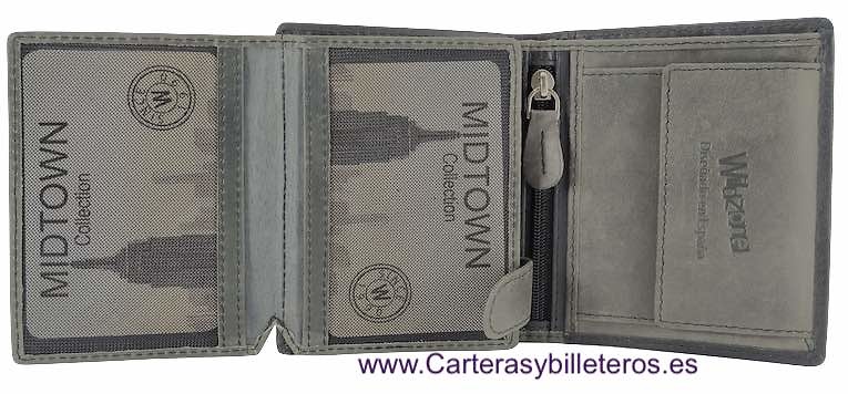 LEATHER WALLET CARD TWO TONE WITH PURSE AND RFID Security system 