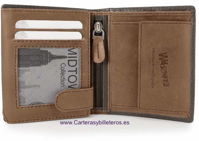 LEATHER WALLET CARD TWO TONE WITH PURSE AND RFID Security system 