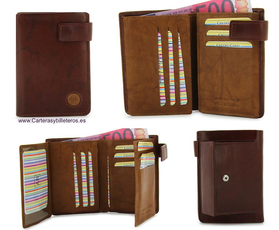 LEATHER WALLET CARD WITH PURSE AND CLOSED 