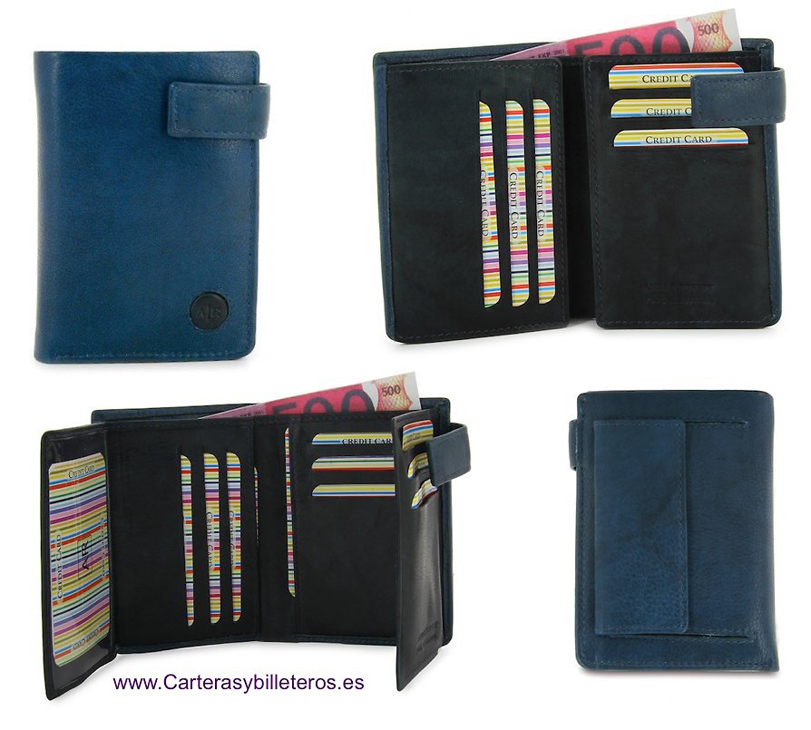 LEATHER WALLET CARD WITH PURSE AND CLOSED 