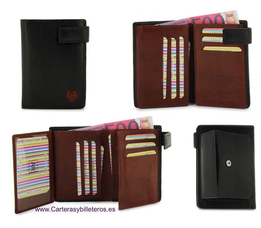 LEATHER WALLET CARD WITH PURSE AND CLOSED 