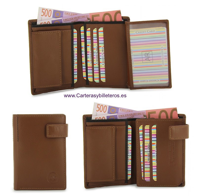 LEATHER WALLET CARD WITH PURSE AND CLOSED 