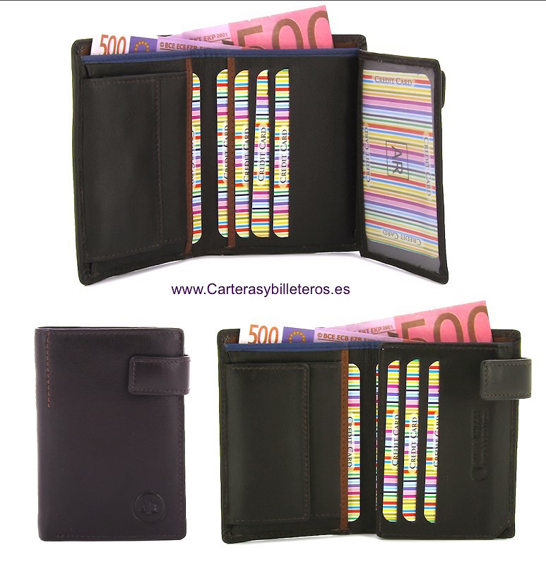 LEATHER WALLET CARD WITH PURSE AND CLOSED 