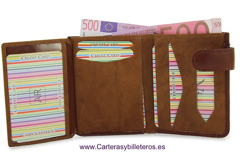 LEATHER WALLET CARD WITH PURSE TWO TONE 