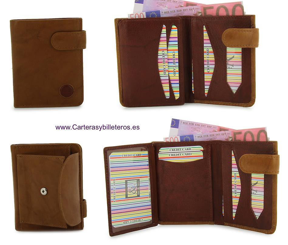 LEATHER WALLET CARD WITH PURSE TWO TONE 