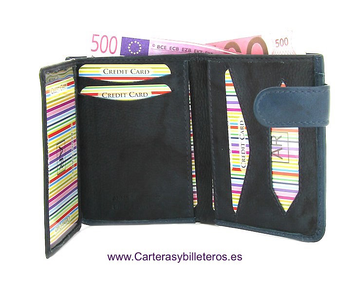 LEATHER WALLET CARD WITH PURSE TWO TONE 