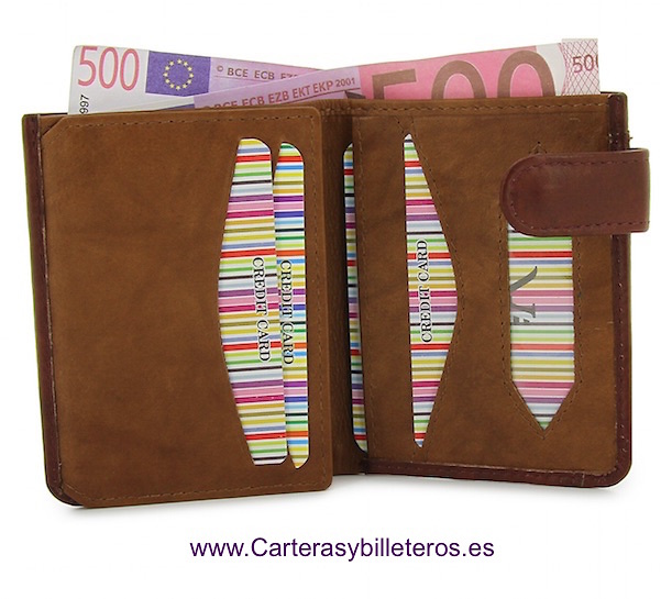 LEATHER WALLET CARD WITH PURSE TWO TONE 