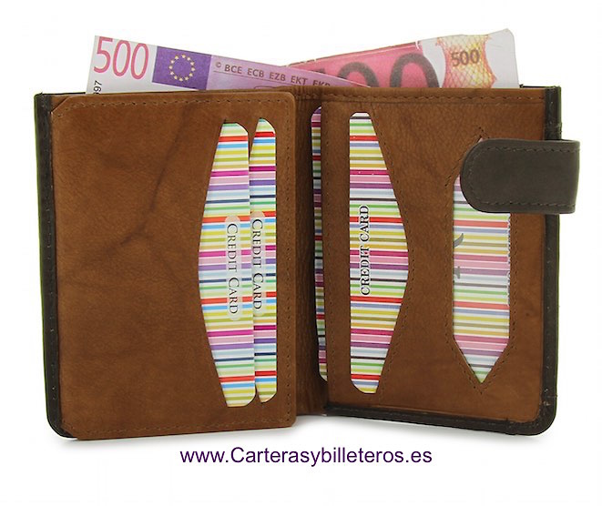 LEATHER WALLET CARD WITH PURSE TWO TONE 