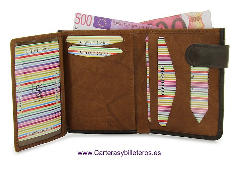 LEATHER WALLET CARD WITH PURSE TWO TONE 